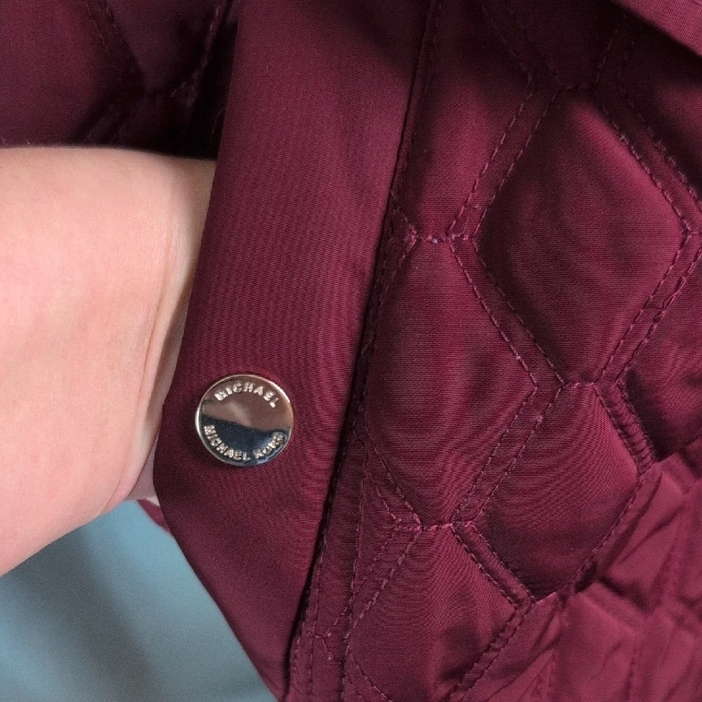 Michael Kors Maroon Puffer Jacket with Quilted Design‎